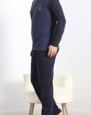 Jakarlı Erkek Pijama Takımı Lacivert - 40065.1838.
