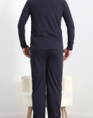 Jakarlı Erkek Pijama Takımı Lacivert - 40065.1838.