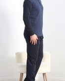 Jakarlı Erkek Pijama Takımı Lacivert - 40065.1838.