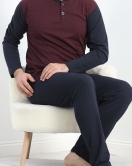 Jakarlı Erkek Pijama Takımı Bordo - 40064.1838.