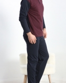 Jakarlı Erkek Pijama Takımı Bordo - 40064.1838.