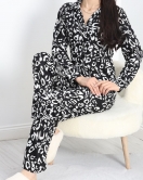 Süet Pijama Takımı Beyazsiyah - 40003.1049.