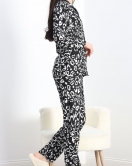 Süet Pijama Takımı Beyazsiyah - 40003.1049.