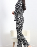 Süet Pijama Takımı Beyazsiyah - 40003.1049.