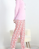 Baskılı Poliviskon Pijama Takımı Pembebeyaz - 40091.1287.