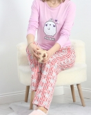 Baskılı Poliviskon Pijama Takımı Pembebeyaz - 40091.1287.