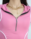 Biyeli Yarım Fermuarlı Body Pembe - 40078.1855.