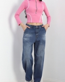 Biyeli Yarım Fermuarlı Body Pembe - 40078.1855.