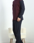 Jakarlı Erkek Pijama Takımı Bordo - 40063.1838.
