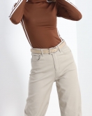 Dik Yaka Şeritli Body Kahve - 40079.1855.