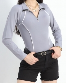 Biyeli Fermuarlı Body Dumangri - 40077.1855.