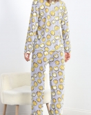 Desenli Poliviskon Pijama Takımı Laciçizgili - 818.1287.