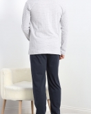 Çizgili Erkek Süprem Pijama Takımı Gri - 40068.1838.