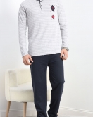Çizgili Erkek Süprem Pijama Takımı Gri - 40068.1838.