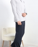 Çizgili Erkek Süprem Pijama Takımı Gri - 40068.1838.