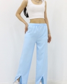 Paça Yırtmaçlı Keten Pantolon Mavi - 15267.1778.