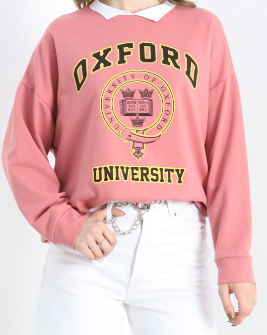 Polo Yaka Baskılı Sweat Gül - 20409.1778.