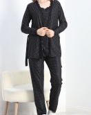3'Lü Süet Set Pijama Takımı Siyahpuanlı - 30164.1050.