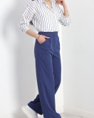 Oversize Çizgili Tunik Gömlek Beyazlacivert - 30110.1874.