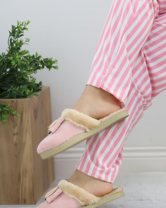 Tokalı Peluş Terlik Pembe - 20300.264.