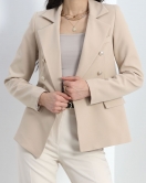 Gold Düğmeli Blazer Ceket Vizon - 912.1247.