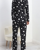 Düğmeli Süet Pijama Takımı Siyahbeyaz1 - 50039.1857.