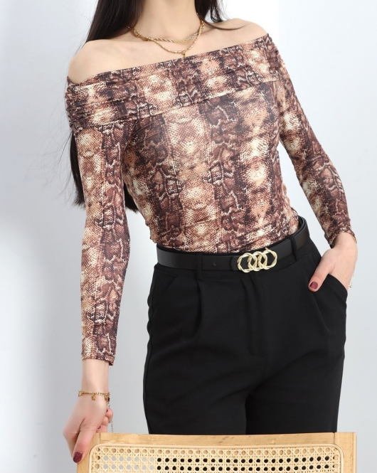 Madonna Yaka Desenli Bluz Yılanderisi - 40155.1595.