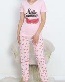 Desenli Pijama Takımı Açıkpembe - 18964.1567.