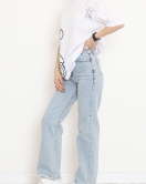 Baskılı Oversize Tişört Beyaz - 16502.1567.