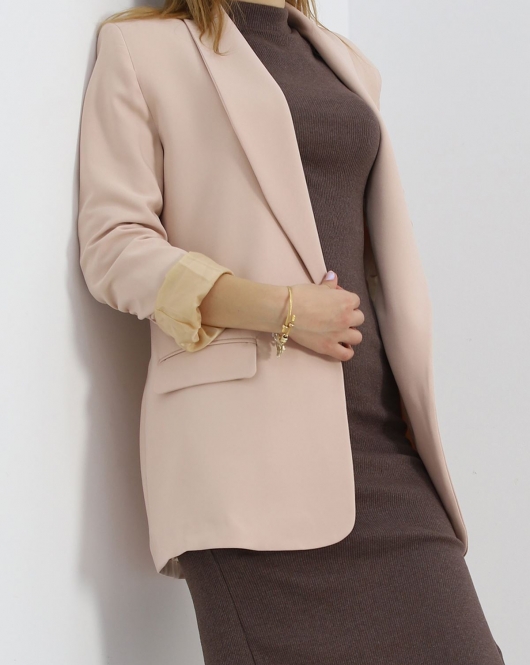 Kol Büzgülü Blazer Ceket Vizon - 18927.1247.