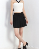 Kemerli Pileli Mini Etek Siyah - 30280.683.