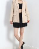 Leopar Astarlı Poliviskon Blazer Ceket Bej - 50028.1775.