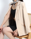 Leopar Astarlı Poliviskon Blazer Ceket Bej - 50028.1775.
