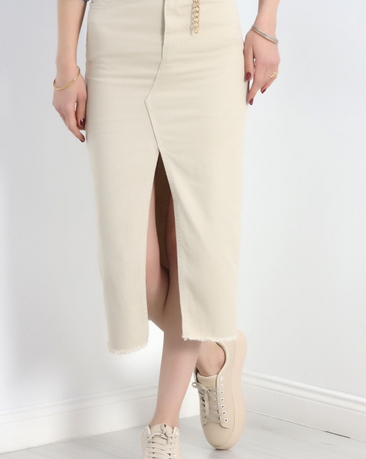 Yırtmaçlı Gabardın Etek Taş - 19547.1831.