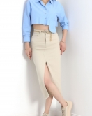 Yırtmaçlı Gabardın Etek Taş - 19547.1831.