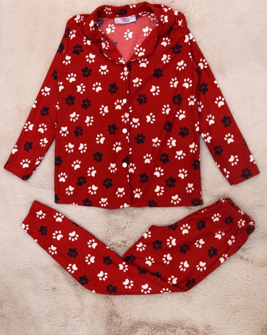 5-12 Yaş Çocuk Süet Pijama Takım Kırmızıpati - 30213.1048.