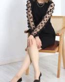 Kolları Tül Detay Elbise Siyah - 30285.1256.