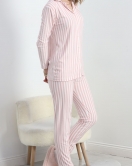 Düğmeli Süet Pijama Takımı Pudrabeyaz - 19224.1048.