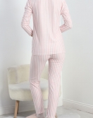 Düğmeli Süet Pijama Takımı Pudrabeyaz - 19224.1048.