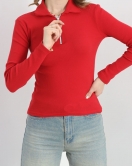 Yakalı Fermuarlı Body Koyukırmızı - 19503.599.