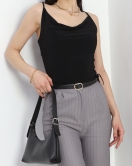 İp Askılı Büzgülü Crop Siyah - 40158.1595.