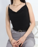 İp Askılı Büzgülü Crop Siyah - 40158.1595.