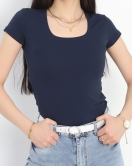 Kısa Kol Kare Yaka Body Lacivert - 21069.200.