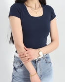 Kısa Kol Kare Yaka Body Lacivert - 21069.200.