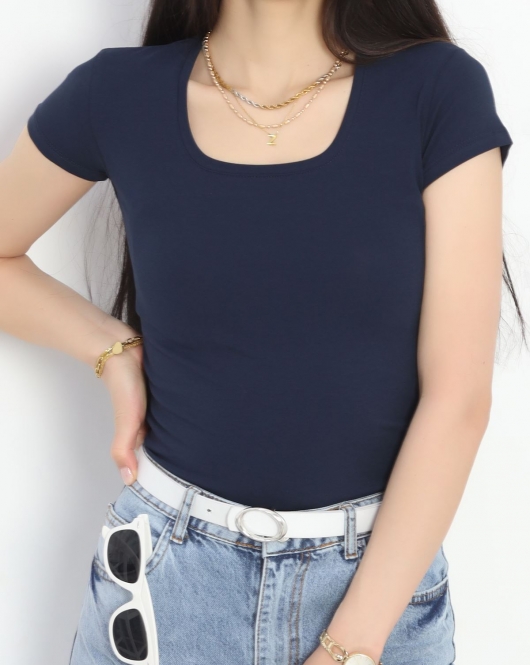Kısa Kol Kare Yaka Body Lacivert - 21069.200.