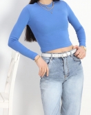 Uzun Kol Dik Bisiklet Yaka Body Mavi - 21651.200.
