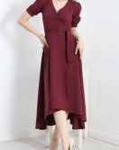 Asimetrik Kesim Elbise Bordo1 - 50015.1849.