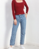 Kare Yaka Dantelli Body Bordo - 40096.599.