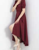 Asimetrik Kesim Elbise Bordo1 - 50015.1849.