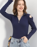 Omuz Dekolteli Body Lacivert - 19087.599.